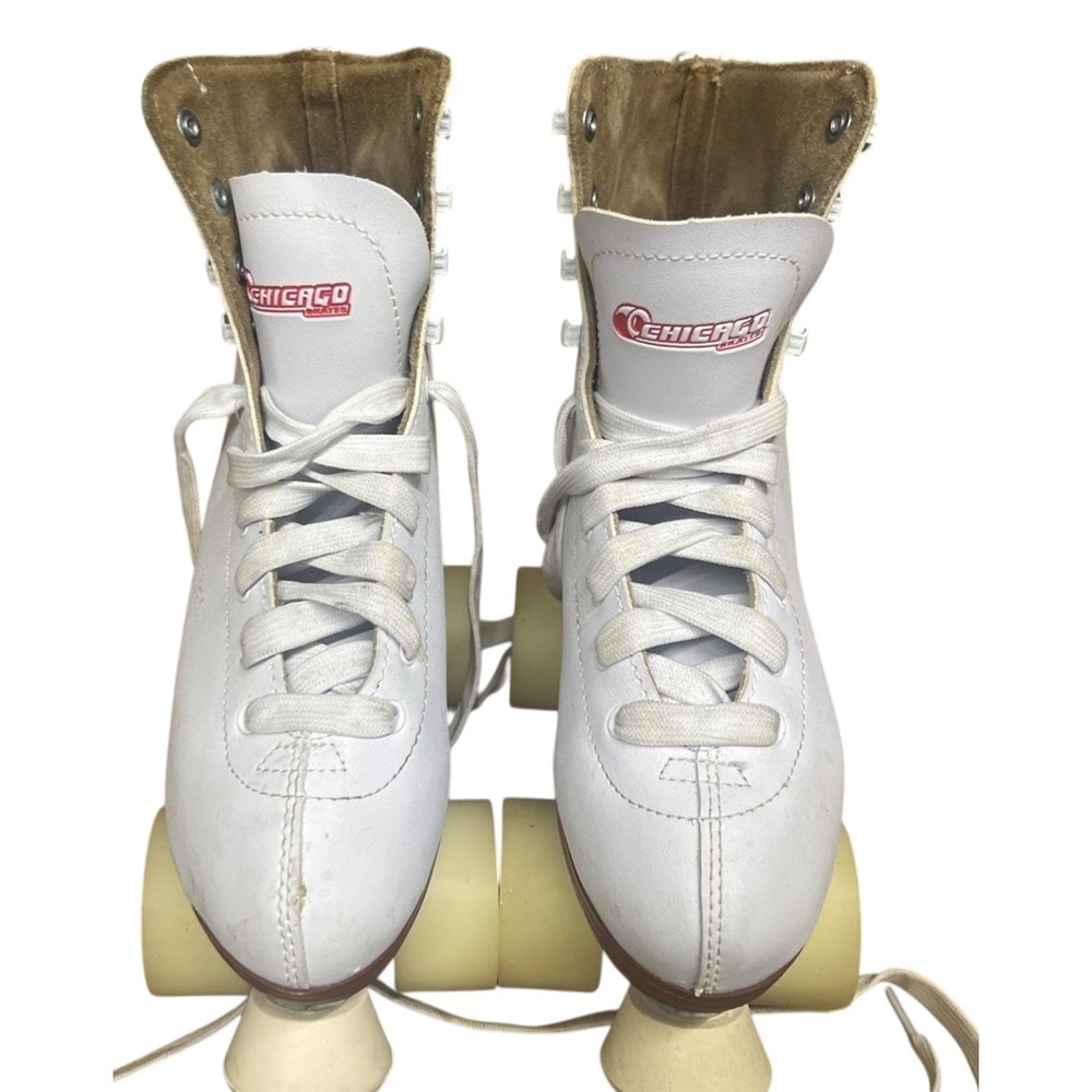White Chicago Skates Deluxe Leather‎ Lined Rink Skate Ladies w/ Brakes / Size 6